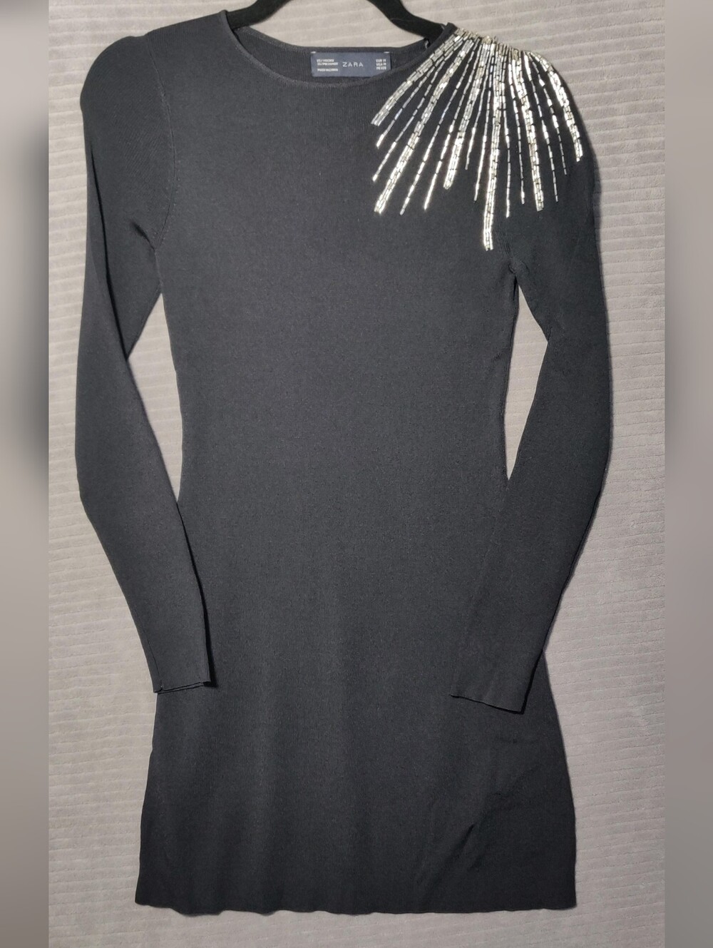 Zara Black Beaded Bodycon Dress